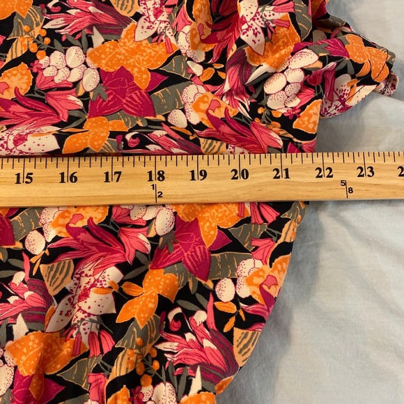 LOFT Floral Midi Dress - Pink, Orange, Black - Picture 5 of 8